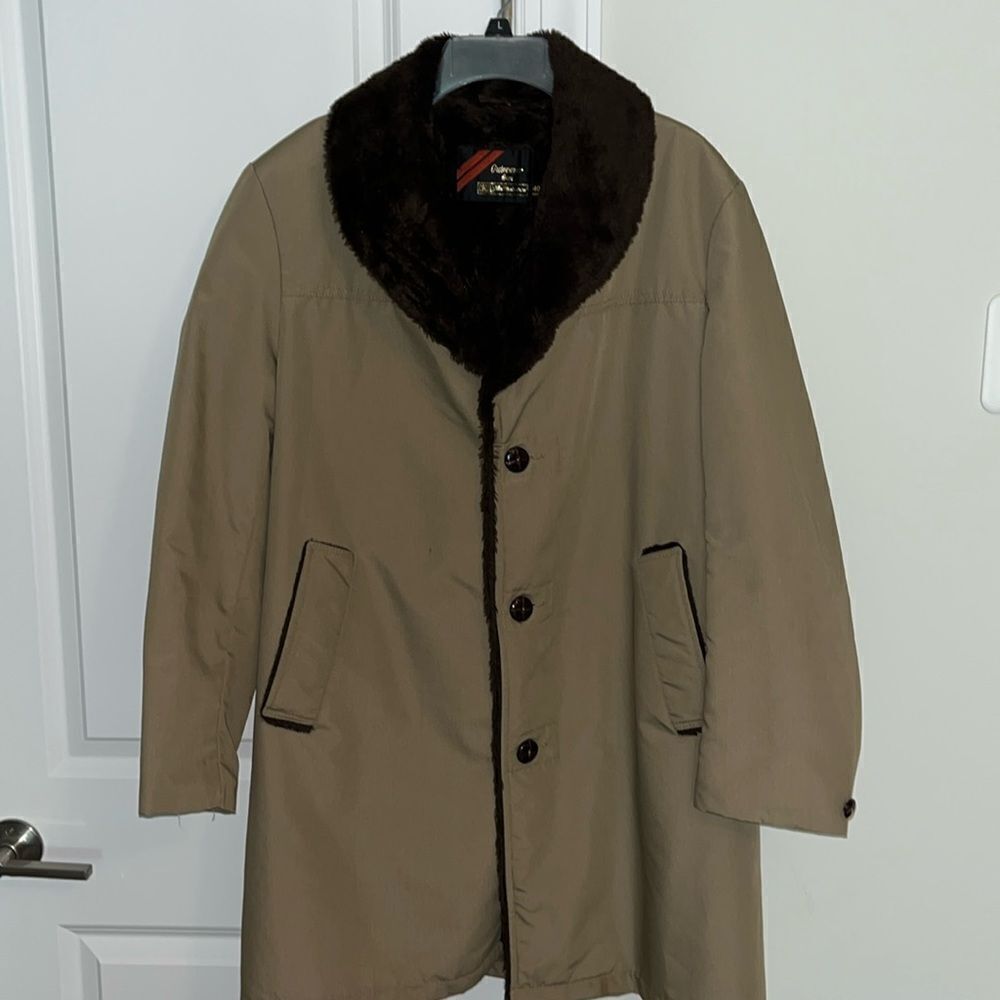Sears Roebuck Vintage fake fur 3 button overCoat‎ winter jacket trenchcoat 40